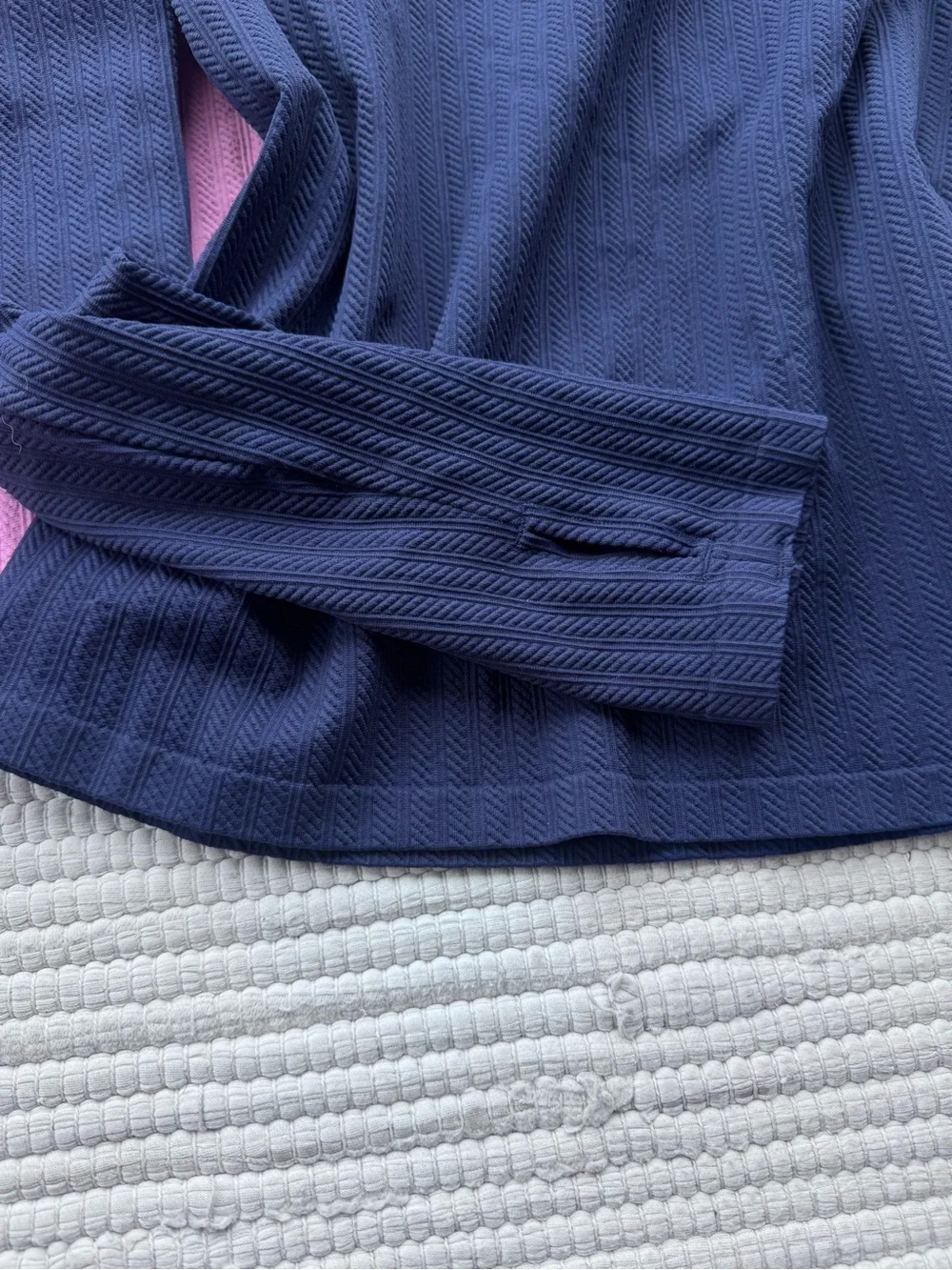 PINK Textured Open-Back Long Sleeve Top Bundle | Pink & Navy | Size Large NWT - Picture 3 of 11